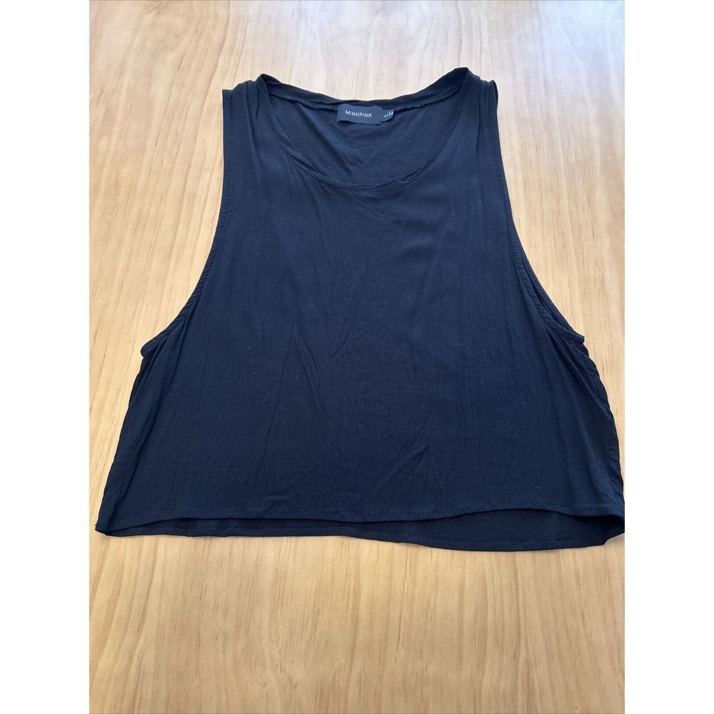 MinkPink Black crop tank top size Large‎